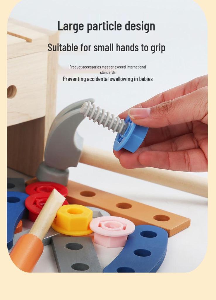 Children's Wooden Tool Bench Set - Educational Assembly Toy Kit