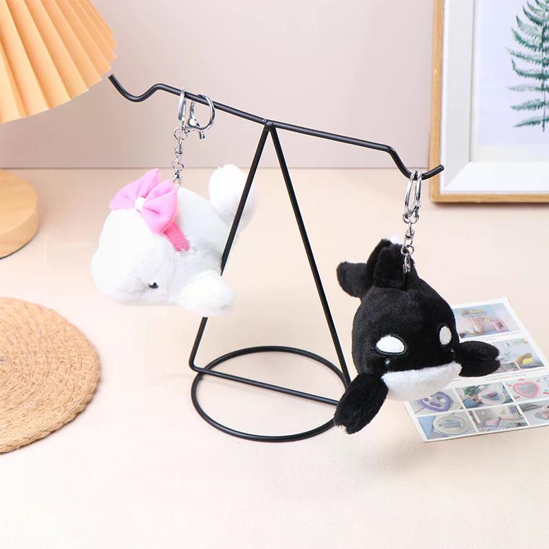 [New]Marine Animal Series Keychain Plush Animal Doll Sea Lion Killer Whale Skate Ray Whale Keyring Backpack Charms Bag Decor Toy