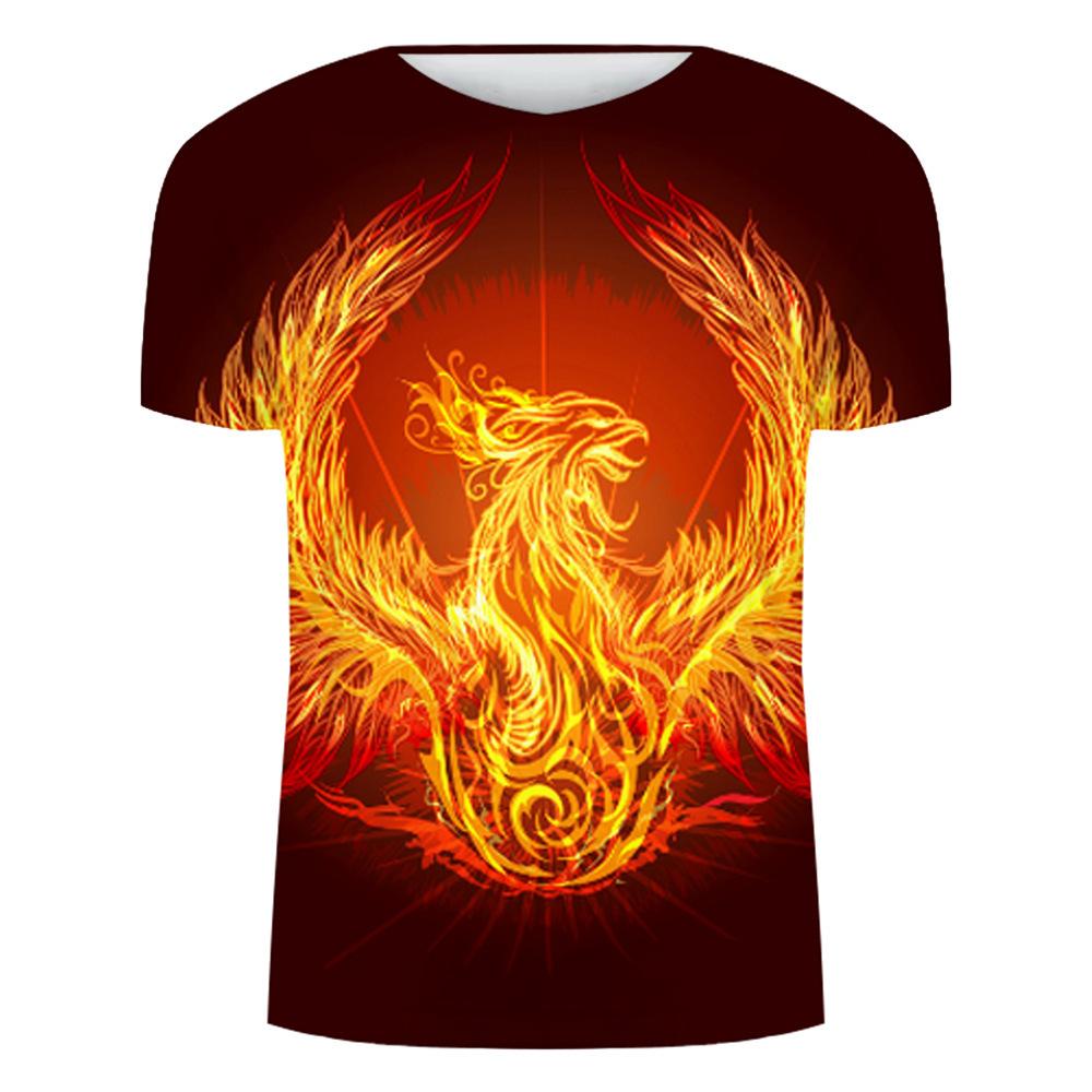 Printed Flame Wolf 3D T-shirt Digital Printing Men's Women's Short Sleeved T-shirt Top