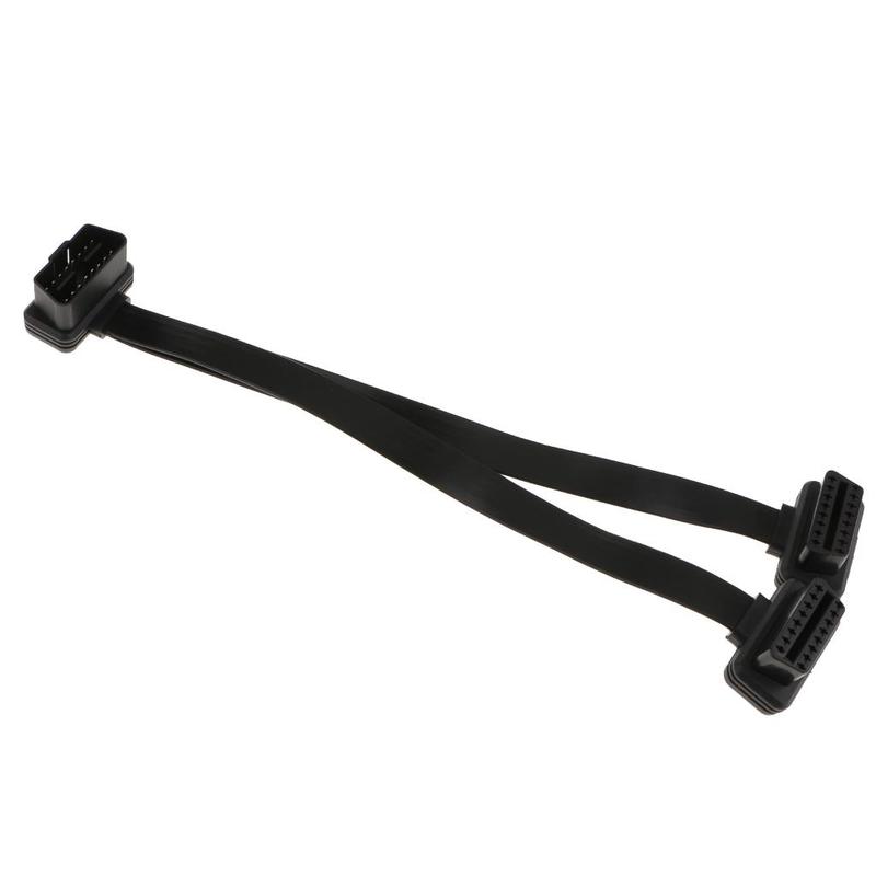 Car ODB II ODB2 16 Pin Male To Dual Female Flat Cable Adapter