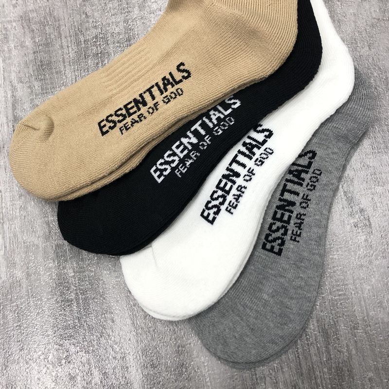 Fear Of God Classic ESSENTIALS Letter Print Crew Socks Breathable Cotton Streetwear Socks