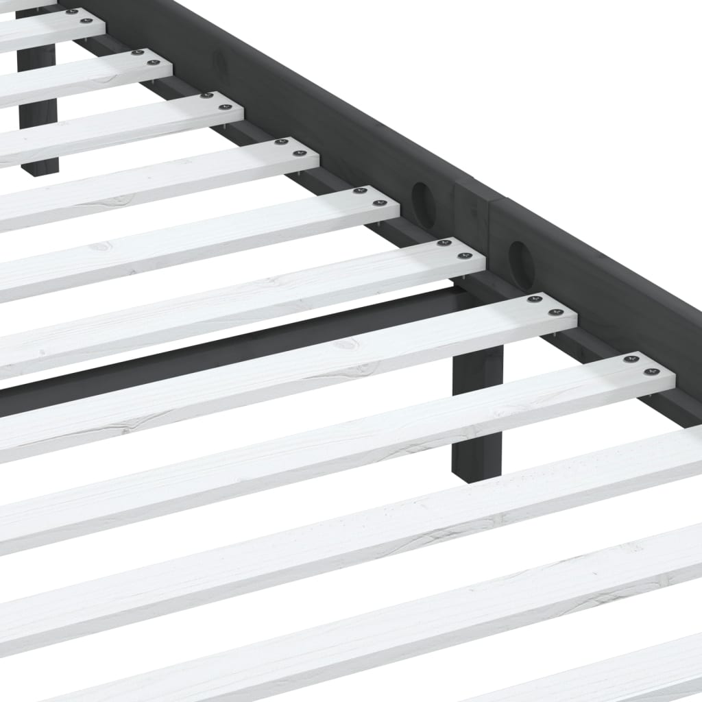 Solid Wood Bed Frame Gray Pine 200x200 cm