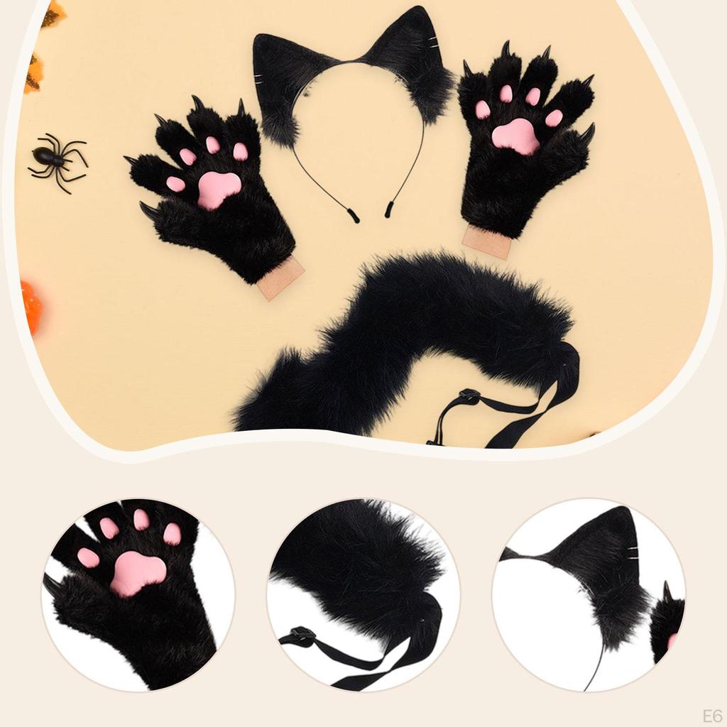 Headband Tail Gloves Set Animal Long for Birthday