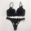 French Lace Push-Up Bra Set with Lily Embroidery & Mesh