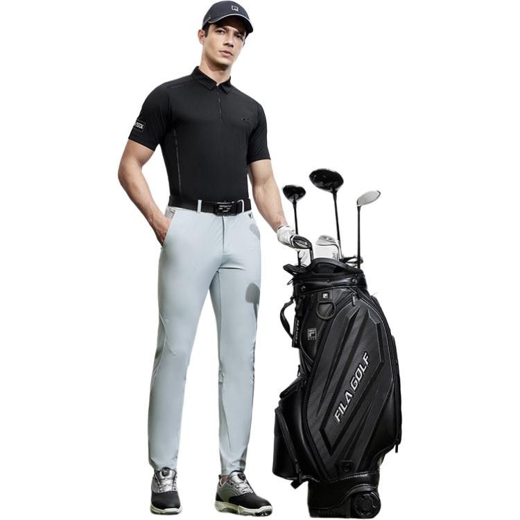 FILA Golf Series Solid Color Straight Leg Elite Knit Casual Pants Men pants Fog-Gray-Blue A11M415601F-LB