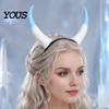 DIY-Horn-Haarreif-Set Halloween Widder-Haarreif, Abnehmbarer Teufelskopfschmuck für Flexible Karnevalsparty, Festival Cosplay Haaraccessoire, Bühne