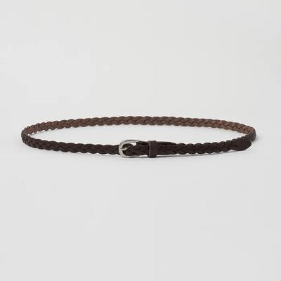 Slim Classic Leather Twist Belt - Brown