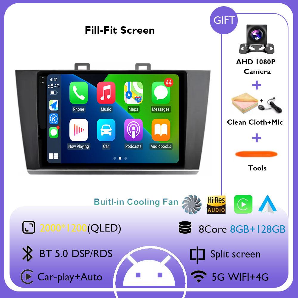 Android 14 Carplay+Auto Car Radio For Subaru Outback 5 Legacy 2014 - 2017 Stereo GPS Navigation Multimedia Player No 2din DVD