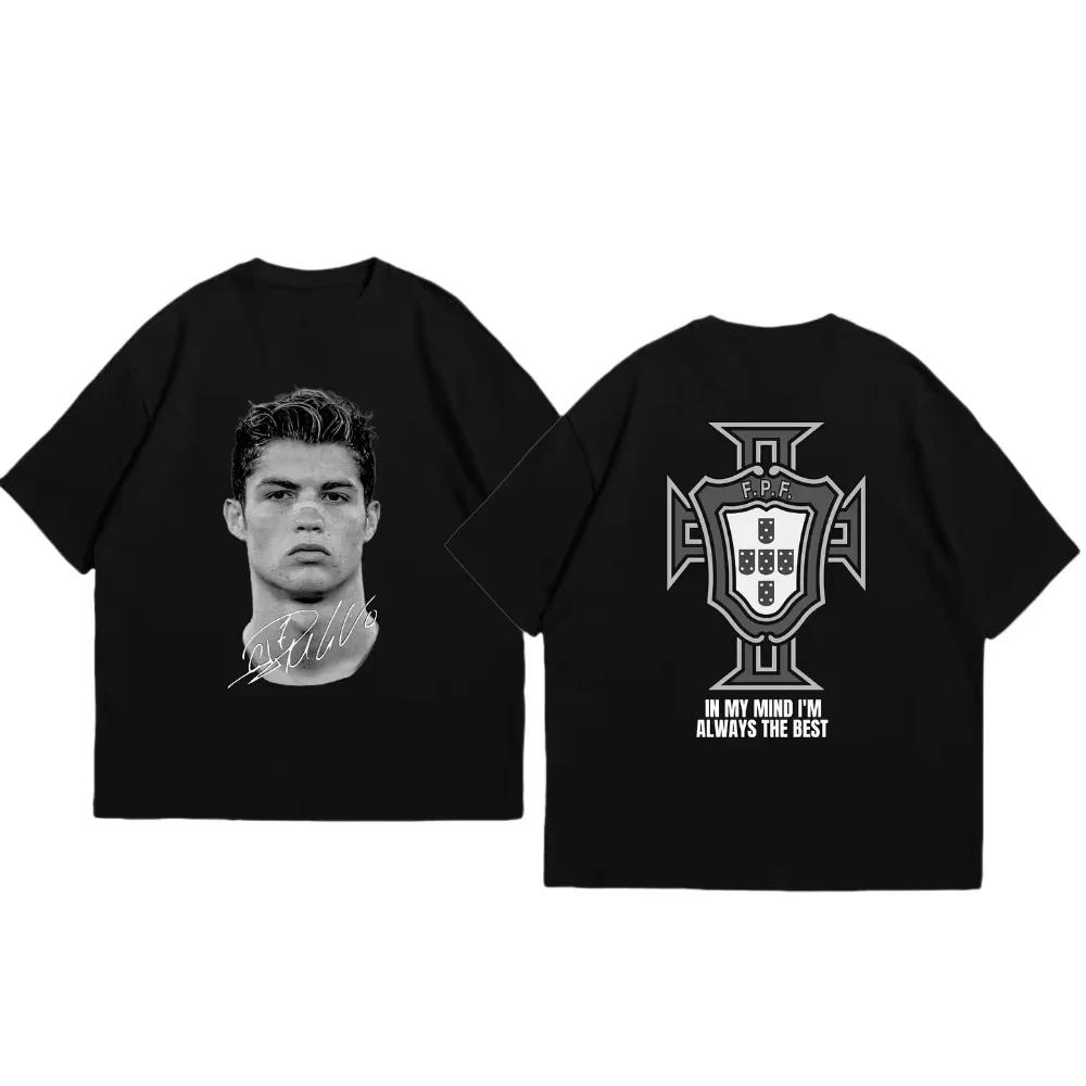 Cristiano Ronaldo Soccer Superstar Super Fashion Print Short Sleeve Cotton Tshirt Unisex and Women Worn American Style T Shirt