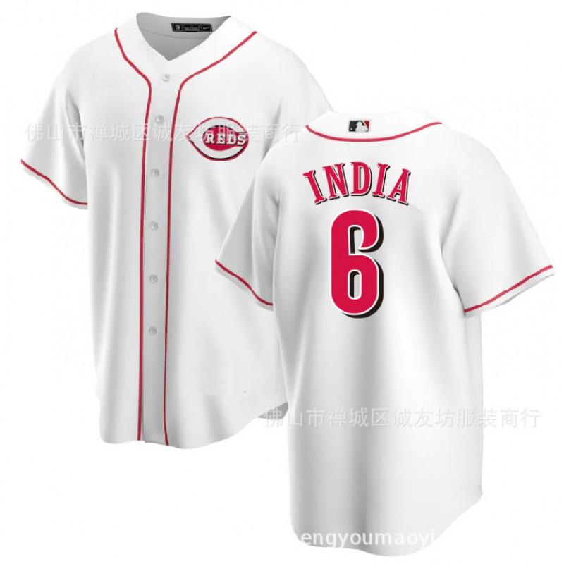 Mens Cincinnati Reds 6 White Fan Baseball Jersey MLB Style Unisex Sport Shirt Lightweight