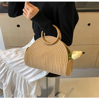 Beach Holiday Straw Bag Women Retro Handle Chic Large Capacity Grass Weaving Bags Female Sea Casual Handbag Aesthetic