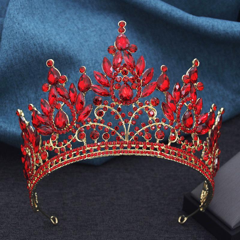 Luxury High Royal Queen Wedding Crown for Women Large Lime Green Crystal Banquet Tiaras Party Costume Hair Jewelry Accessories