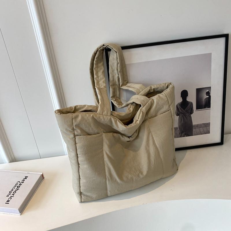 2024 New Korean Ins Nylon Down Bag Women Large Capacity Urban Simple Canvas Tote Bag