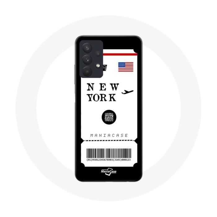 Case - Samsung - Galaxy A32 4G - Flexible - Airplane Ticket New York - White