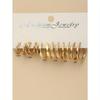 6 Pairs Minimalist Geometric Diamond Glossy Hoop Earrings Set