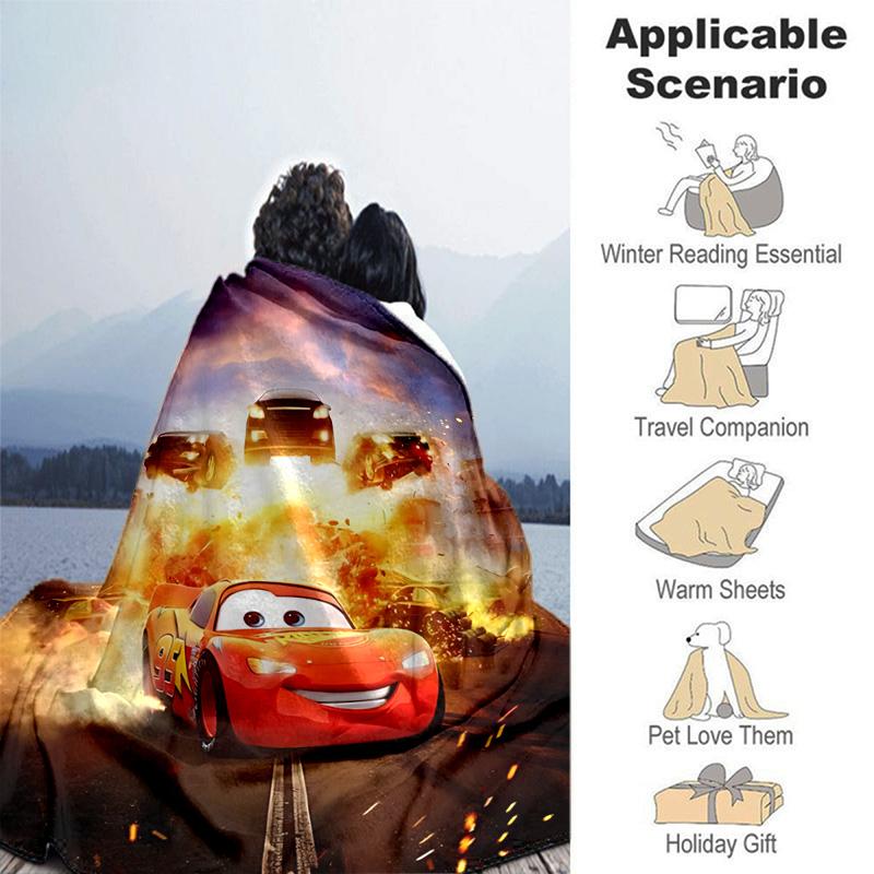 1pc Mcqueens Adventure Flannel Blanket Soft Warm Throw Blanket for Bedroom Living Room Bed Travel Camping Picnic Gift. M730048