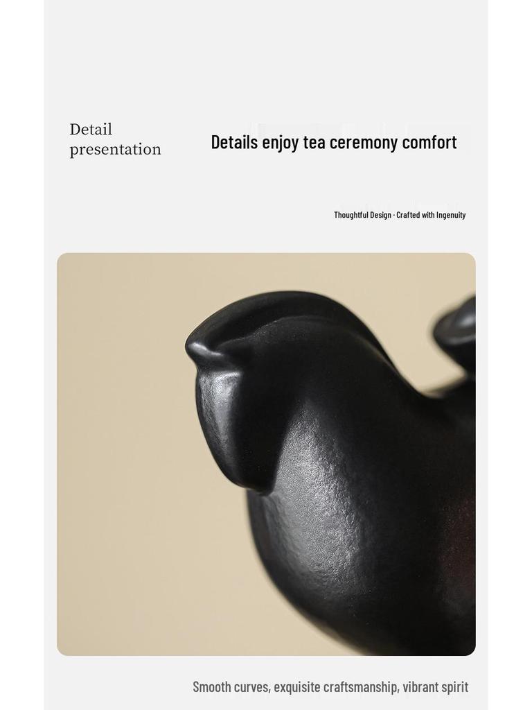 Exquisite Dark Horse Yuanbao Tea Pet: Zodiac Wealth-Attracting Tang Horse Ornament