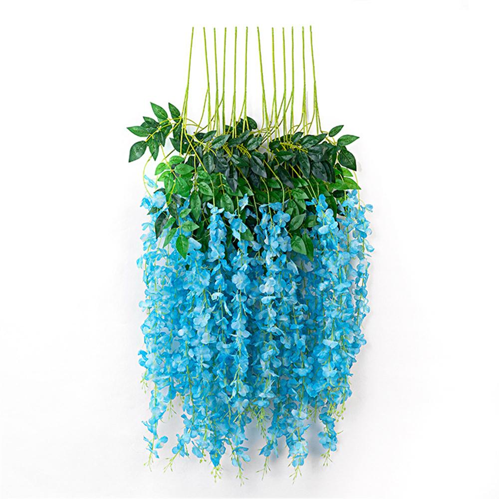 Wedding Decor Ceiling Decoration Vine Artificial Silk Fake Flower Garland Vine Wisteria Leaf Hanging Simulation Wisteria Flowers