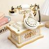 Vintage Rotary Telephone Music Box with 8 Melodies Non-Electric Wind-Up Mechanism Home Office Retro Decor Birthday Gift for Him