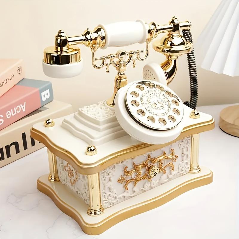 Vintage Rotary Telephone Music Box with 8 Melodies Non-Electric Wind-Up Mechanism Home Office Retro Decor Birthday Gift for Him