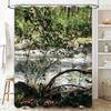Nature-Inspired Bathroom Decor: Waterproof Fabric Shower Curtain Featuring Riverbank Landscape for Home Decoration Greenery Prin
