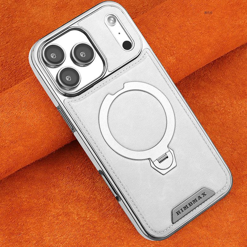 Applicable to Apple 17promax mobile phone case Magnetic suction iPhone17air rotating bracket 16 anti-drop 15por leather case