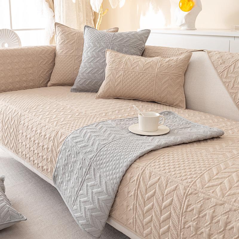 Nordic Pure Cotton Sofa Cushion Simple Modern Four Seasons Universal Non-Slip Fabric Seat Cushion Leather Sofa Cover Cover Cloth Towel