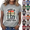 Women's Fashionable Casual Music Festival Print Round-Neck Short-Sleeve T-Shirt
