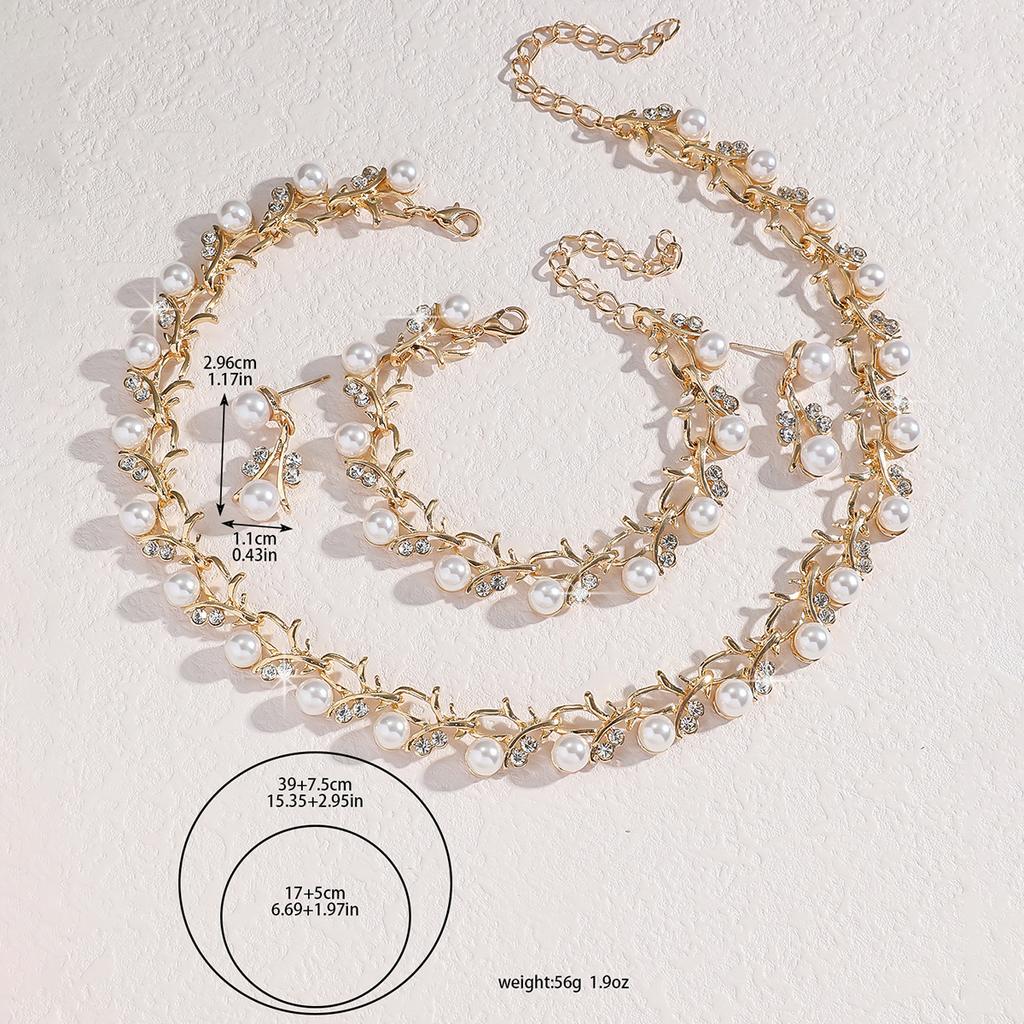 4pcs women's Zircon set with Zircon rhinestone necklace, earrings, bracelets, bride's wedding accessories