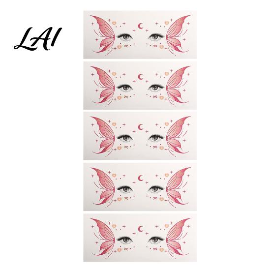 Eye Tail Stickers 5 Sheets Glitter Butterfly Stickers Temporary Face Tattoos for Kids Party Kids Cartoon Decals Festival Makeup Decor Easy Makeup