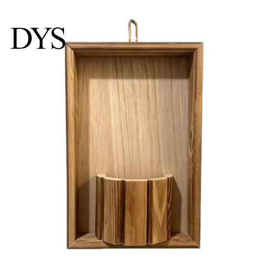Decorative Wall Concealment Panel Rustic Wood Hanging Planter, Artificial Flower Greenery Storage Frame Mounted Vase for Living Room Entryway,