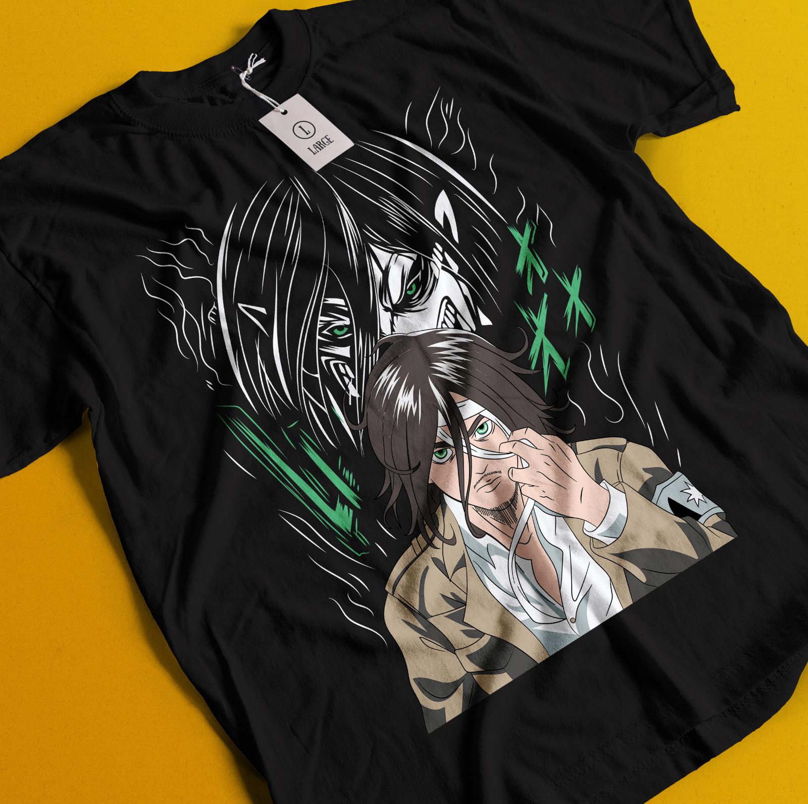 

Attack On Titan Shirt Eren Mikasa Tshirt Levi T-Shirt Mens Womens Tees Top AOT Erwin Hange Armin Tee M