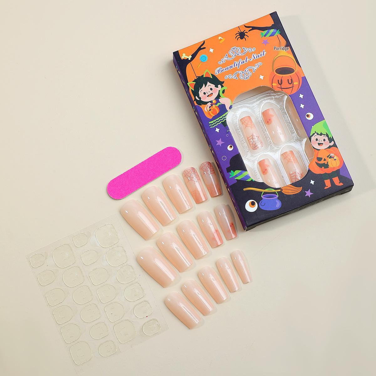 

Нюдовые Хэллоуинские Паук Привидение Глиттер Накладные Ногти