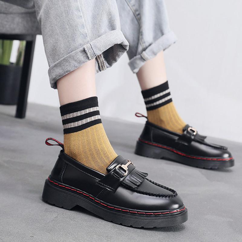 Black Genuine Leather Loafers Man British Style Fashion Tassel Platform Shoes For Man Women Business Casual Shoes Big Size 35-46