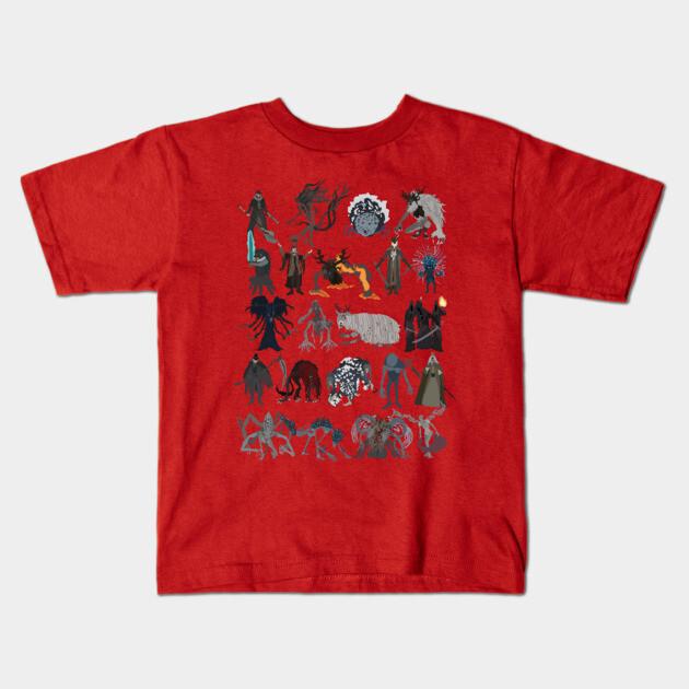 Boys Girls Soft Cotton Graphic Tees Bloodborne All Bosses T-shirt Breathable Daily School Wear Kids T-Shirts
