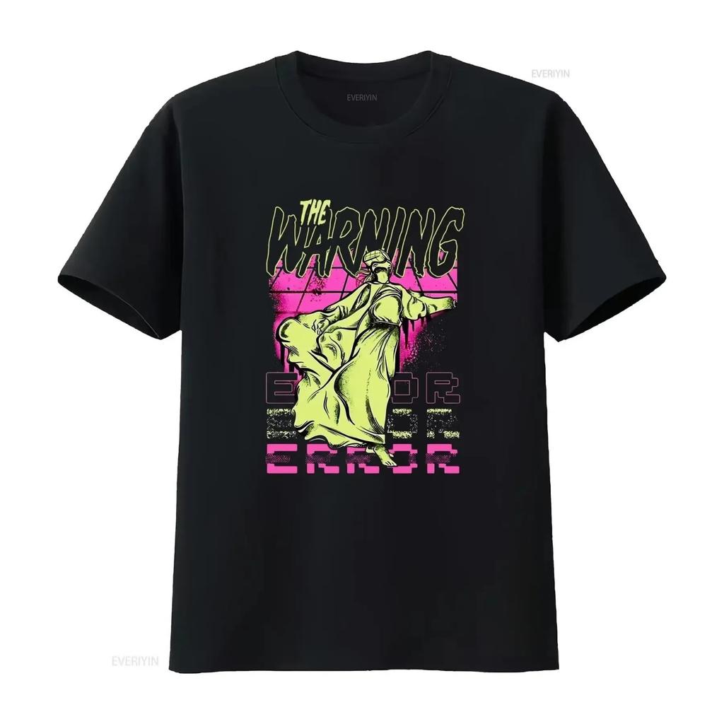 La T-shirt Errore Fascia di Avvertimento Rock vintage Lavata Leggermente Versatile grafica Comoda Casual abbigliamento designer homme