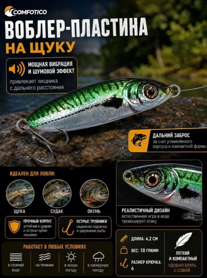 Metal Fishing Lure Blue Blade 10g Color #1 Long Cast for Predatory Fish