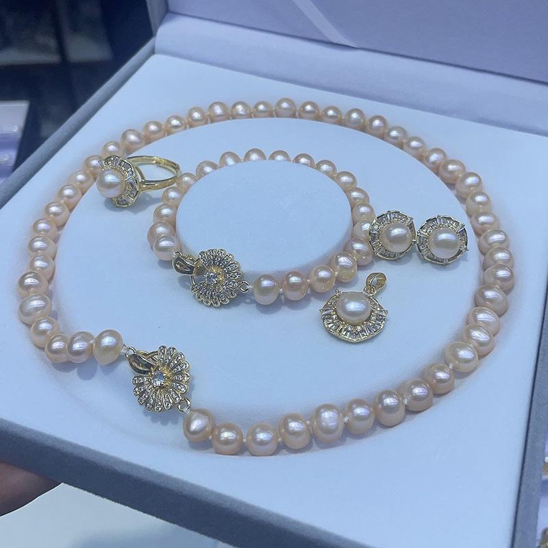 Versatile Five-Piece Natural Freshwater Pearl Necklace Set for Women