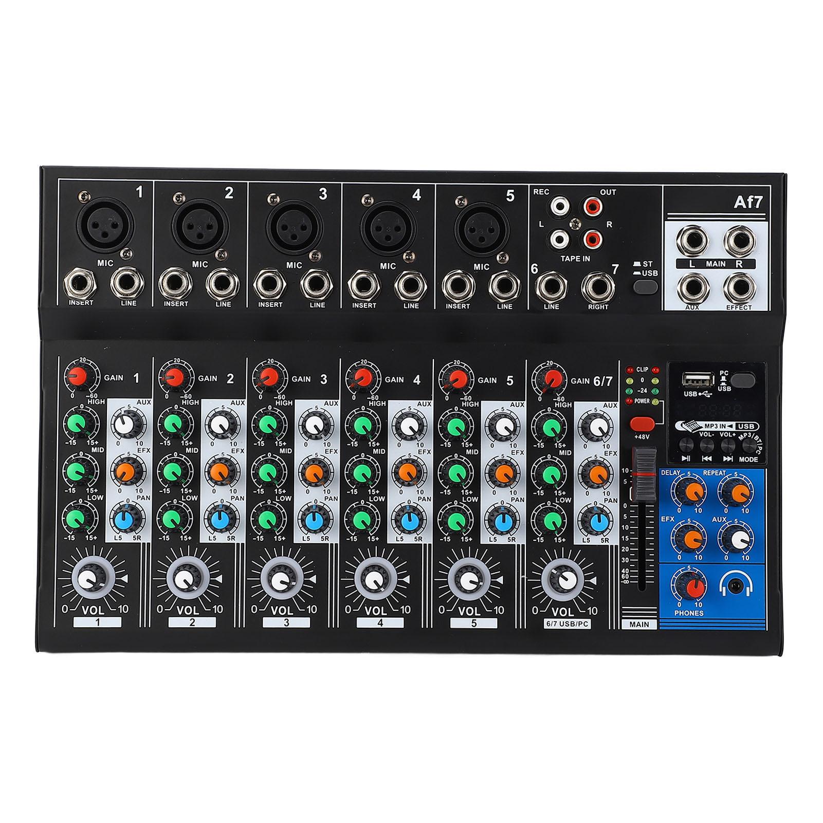 

Звуковой микшер профессиональный 7-канальный BT USB интерфейс светодиодный индикатор звуковой микшерный пульт для