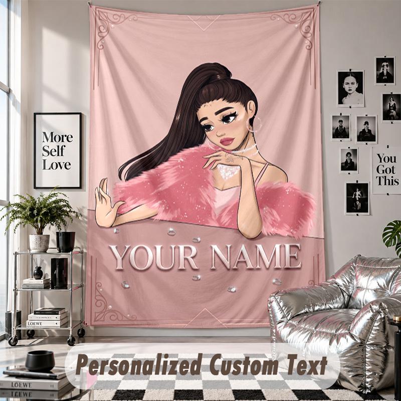 Wandbehang mit individuellem Namen & Text, Ariana Grande Dekorationstextil für das Schlafzimmer