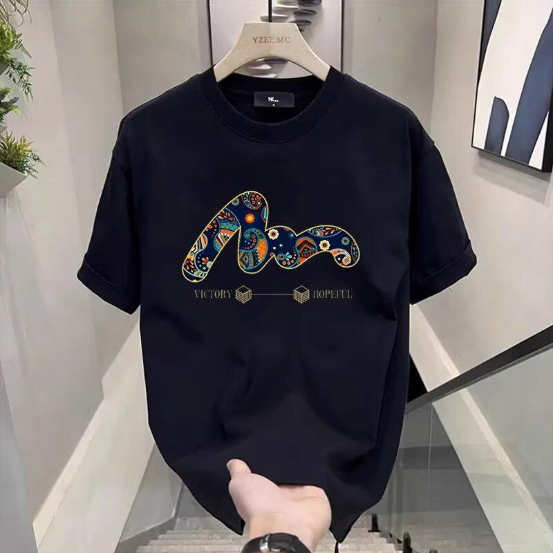 2025 Men s Trendy Pure Cotton Printed Round Neck Short Sleeve T-shirt - Summer Hot Seller L