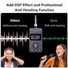 UHF Wireless Microphone AUX Use Microphone BT Recharging Anti Howling Effect Adjusted Echo Cancellation DSP Microphone