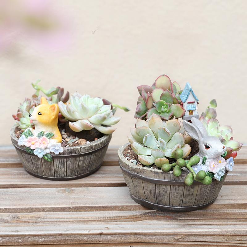 Bunny Flower Pot for Succulents Plants, Mini Animal Planter Decorative Garden Pots Landscape Desktop Ornament Decoration