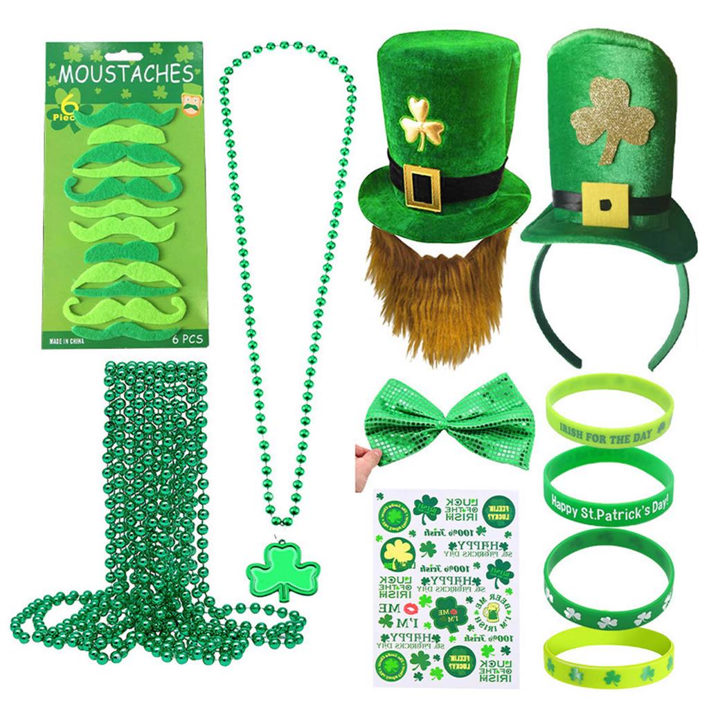 Completed Festival Day Attire For Adults Festival Gathering Outfit Set with Hat Glasses For Adults Green Theme Costume