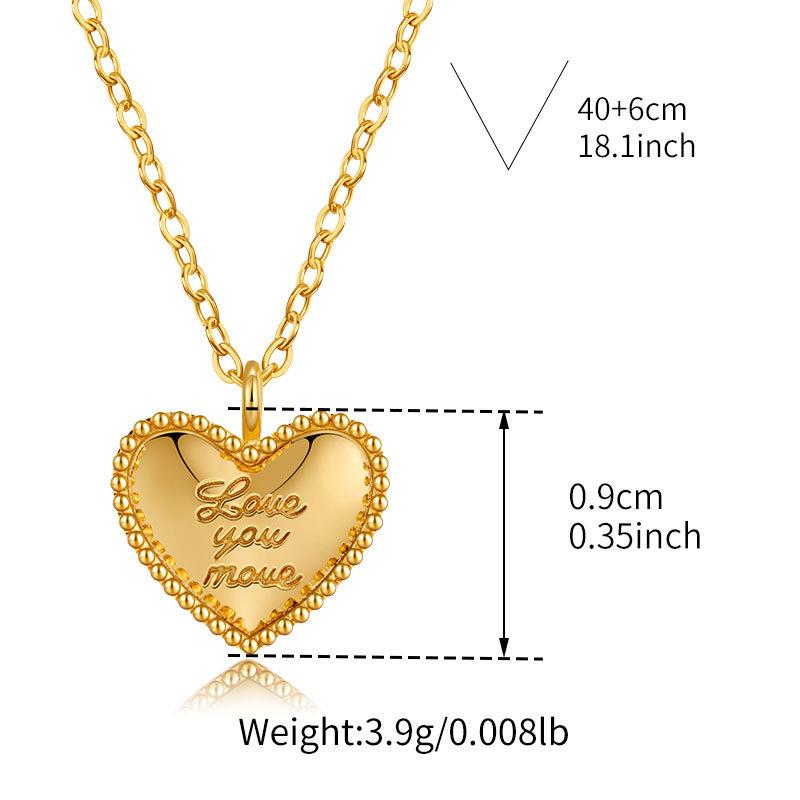 Minimalist Advanced Engraved Love Heart Clavicle Necklace Gold Plated For Women