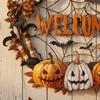 Cute Scarecrow Theme Ornament Halloween Door Sign for Porch, Ghost Dwarf Hanging Wall Decorative Seasonal Plaque, Rustic Farmhouse Decor Front