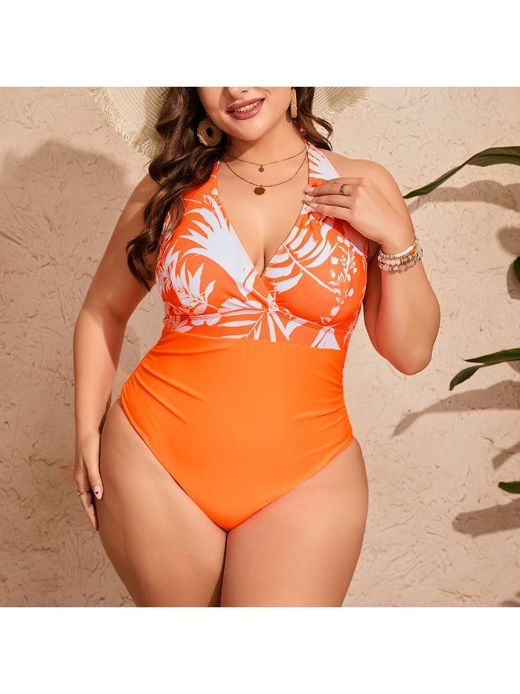 2025 Plus Solid Badeanzug Einteilig Große Größe Bademode Damen Grün Einteilig Strandbekleidung Badeanzüge Baden Schwimmen Badeanzug Weiblich