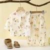 Children's Lightweight Cotton T-shirt Set - Summer Boys' Pajama Set For Kids, Girls' Casual Home Wear 2-piece Set