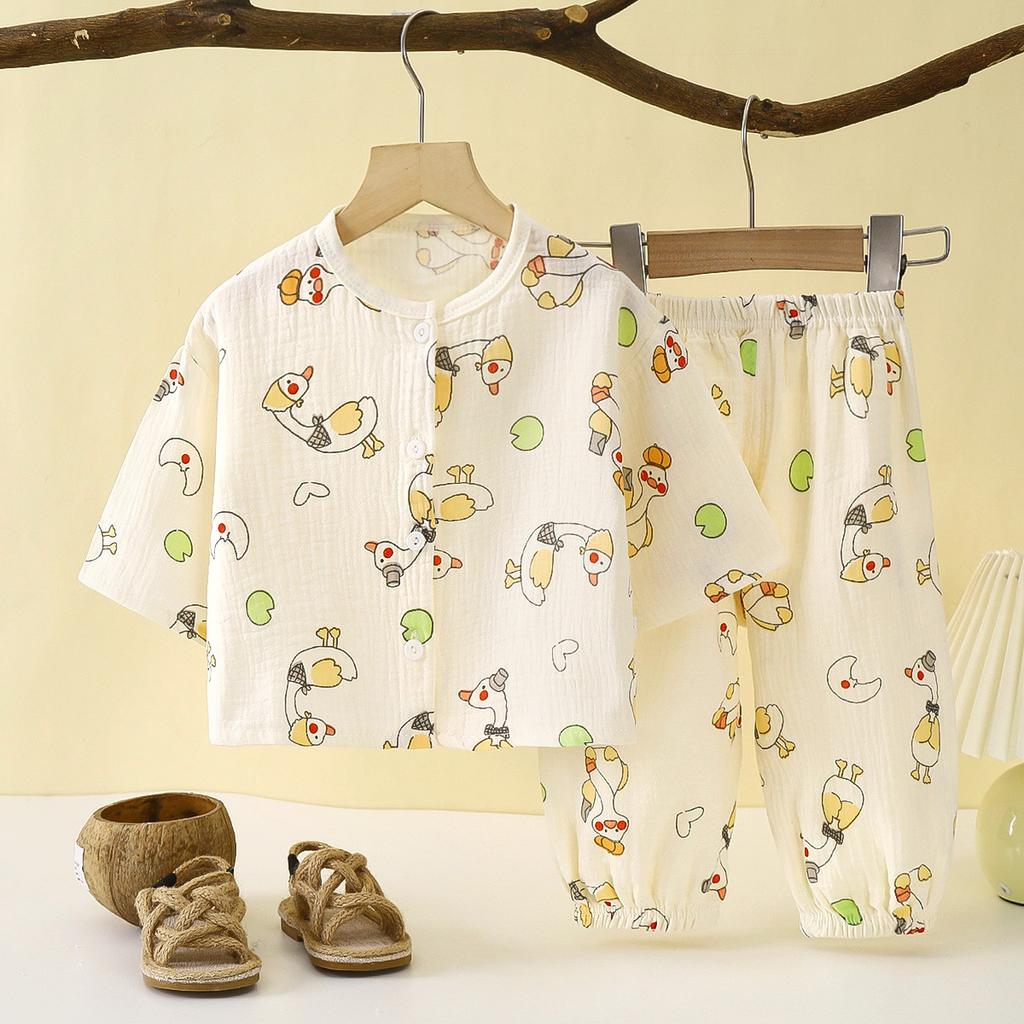 Children's Lightweight Cotton T-shirt Set - Summer Boys' Pajama Set For Kids, Girls' Casual Home Wear 2-piece Set