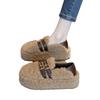In winter, the velvet inner height-increasing fluffy shoes are worn by women to keep warm, and the back bag is heeled with two cotton shoes